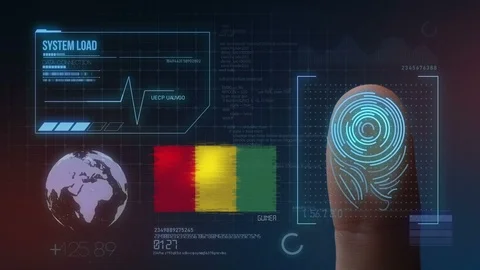 Finger Print Biometric Scanning Identification System. Guinea Nationality Stock Footage 102493603