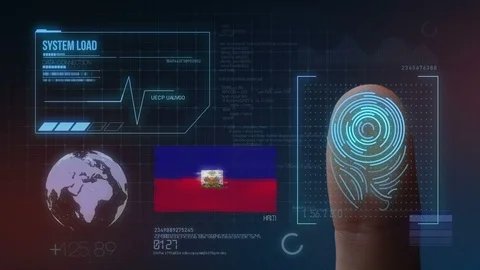 Finger Print Biometric Scanning Identification System. Haiti Nationality Stock Footage 102494230