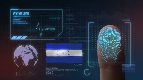Finger Print Biometric Scanning Identification System. Honduras Nationality Stock Footage 102494988