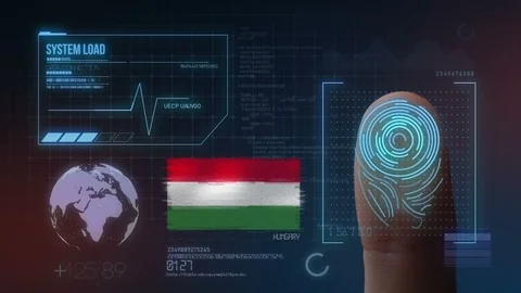 Finger Print Biometric Scanning Identification System. Hungary Nationality Stock Footage 102496148