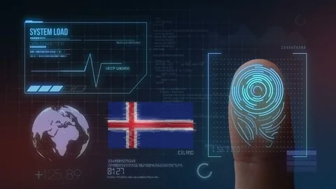 Finger Print Biometric Scanning Identification System. Iceland Nationality Stock Footage 102496822