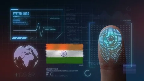 Finger Print Biometric Scanning Identification System. India Nationality Stock Footage 102497530
