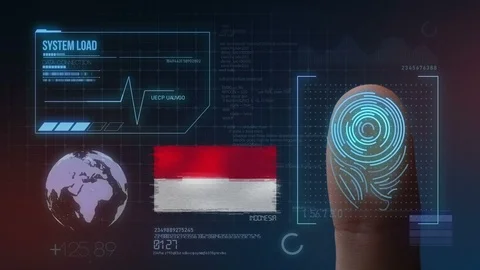Finger Print Biometric Scanning Identification System. Indonesia Nationality Stock Footage 102498036