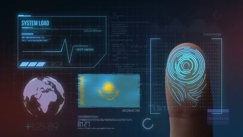 Finger Print Biometric Scanning Identification System. Kazakhstan Nationality Stock Footage 102508477