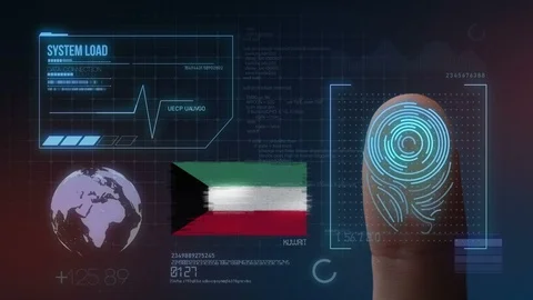 Finger Print Biometric Scanning Identification System. Kuwait Nationality Stock Footage 102513697