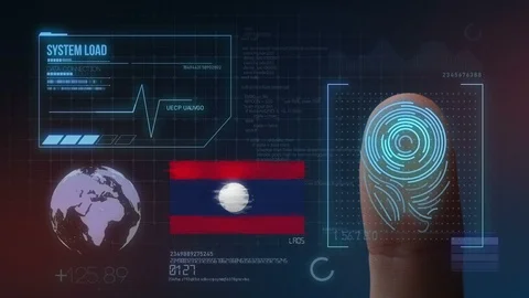 Finger Print Biometric Scanning Identification System. Laos Nationality Stock Footage 102515390