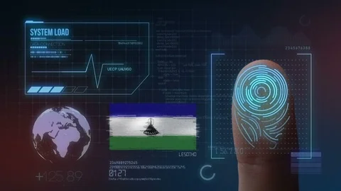Finger Print Biometric Scanning Identification System. Lesotho Nationality Stock Footage 102518312