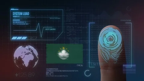 Finger Print Biometric Scanning Identification System. Macau Nationality Stock Footage 102524640