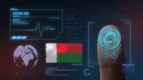 Finger Print Biometric Scanning Identification System. Madagascar Nationality Stock Footage 102526977