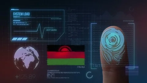 Finger Print Biometric Scanning Identification System. Malawi Nationality Stock Footage 102527650