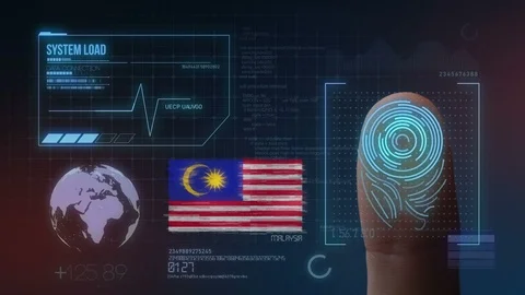 Finger Print Biometric Scanning Identification System. Malaysia Nationality Stock Footage 102528375