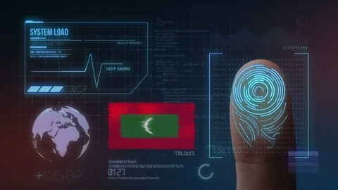 Finger Print Biometric Scanning Identification System. Maldives Nationality Stock Footage 102529149