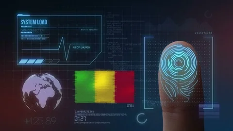 Finger Print Biometric Scanning Identification System. Mali Nationality Stock Footage 102530123