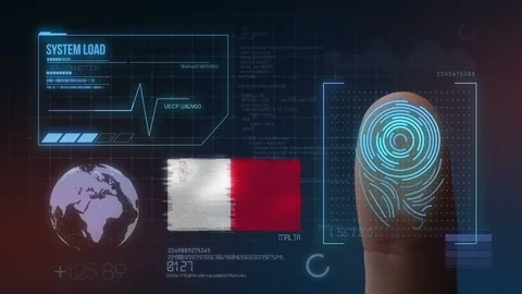 Finger Print Biometric Scanning Identification System. Malta Nationality Stock Footage 102530991