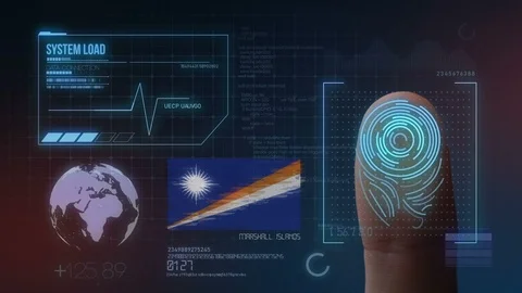 Finger Print Biometric Scanning Identification System. Marshall Islands Natio Stock Footage 102531924