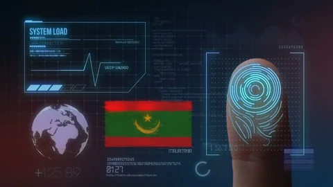Finger Print Biometric Scanning Identification System. Mauritania Nationality Stock Footage 102534389