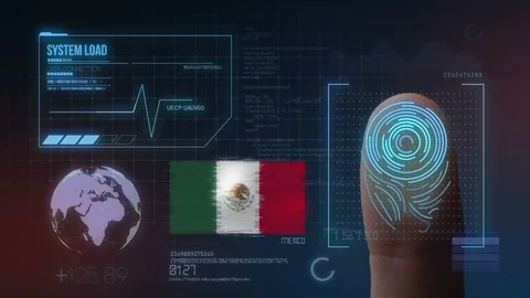 Finger Print Biometric Scanning Identification System. Mexico Nationality Stock Footage 102535045