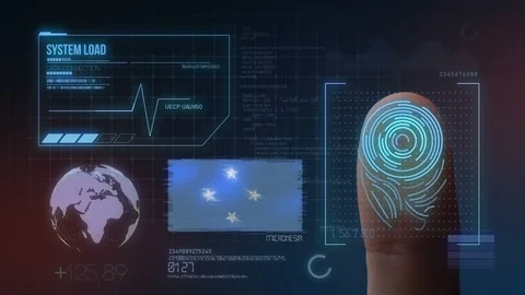 Finger Print Biometric Scanning Identification System. Federated States of Mi Stock Footage 102535302