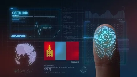 Finger Print Biometric Scanning Identification System. Mongolia Nationality Stock Footage 102536262
