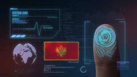 Finger Print Biometric Scanning Identification System. Montenegro Nationality Stock Footage 102536724