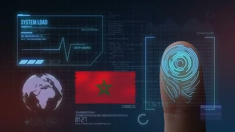 Finger Print Biometric Scanning Identification System. Morocco Nationality Stock Footage 102537275