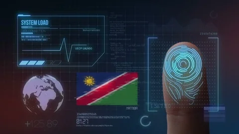 Finger Print Biometric Scanning Identification System. Namibia Nationality Stock Footage 102548600