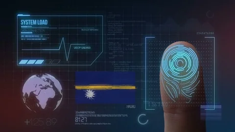 Finger Print Biometric Scanning Identification System. Nauru Nationality Stock Footage 102549006
