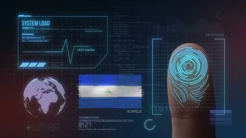 Finger Print Biometric Scanning Identification System. Nicaragua Nationality Stock Footage 102550698