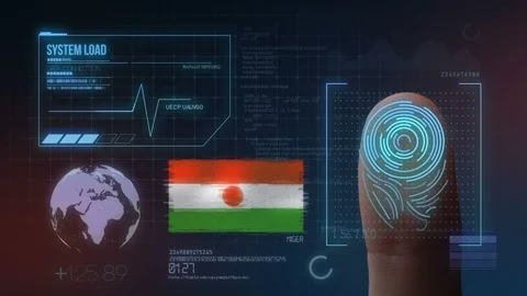 Finger Print Biometric Scanning Identification System. Niger Nationality Stock Footage 102551646