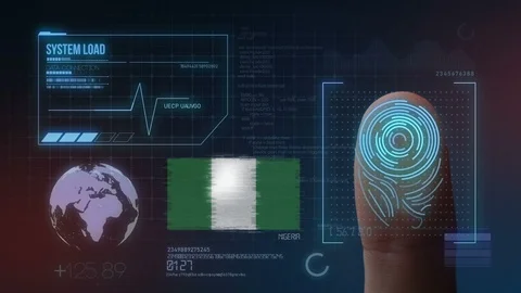Finger Print Biometric Scanning Identification System. Nigeria Nationality Stock Footage 102552408