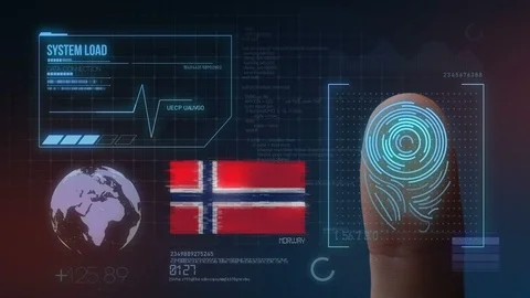 Finger Print Biometric Scanning Identification System. Norway Nationality Stock Footage 102553531
