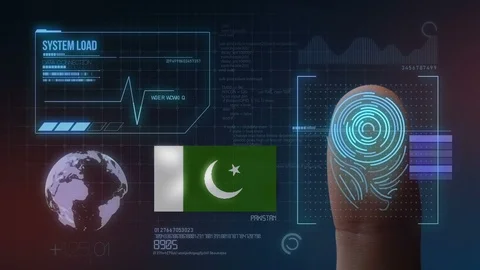 Finger Print Biometric Scanning Identification System. Pakistan Nationality Stock Footage 102555672