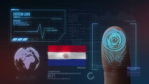 Finger Print Biometric Scanning Identification System. Paraguay Nationality Stock Footage 102559910