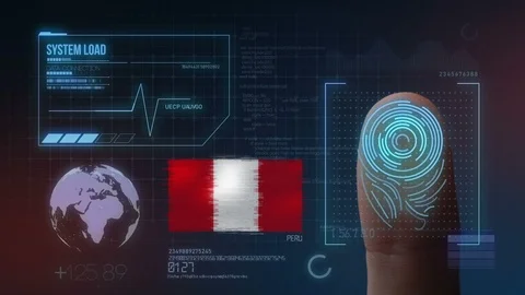 Finger Print Biometric Scanning Identification System. Peru Nationality Stock Footage 102561428