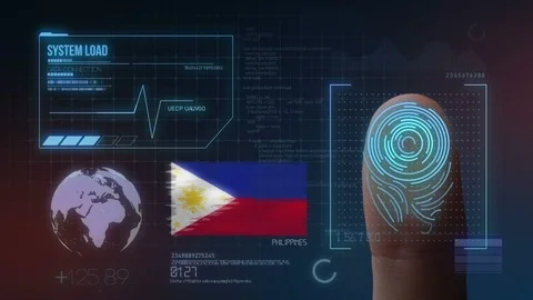 Finger Print Biometric Scanning Identification System. Philippines Nationalit Stock Footage 102562138