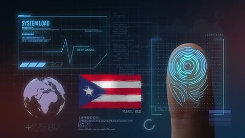 Finger Print Biometric Scanning Identification System. Puerto Rico Nationalit Stock Footage 102564143