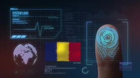 Finger Print Biometric Scanning Identification System. Romania Nationality Stock Footage 102565576