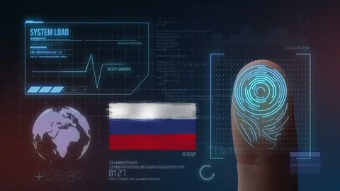 Finger Print Biometric Scanning Identification System. Russia Nationality Stock Footage 102567224