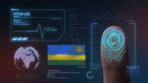 Finger Print Biometric Scanning Identification System. Rwanda Nationality Stock Footage 102568505