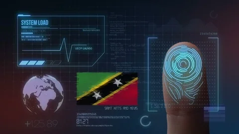 Finger Print Biometric Scanning Identification System. Saint Kitts and Nevis Stock Footage 102569353
