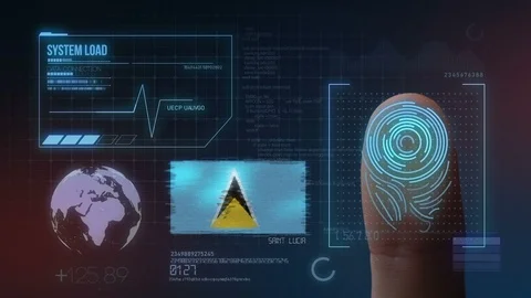 Finger Print Biometric Scanning Identification System. Saint Lucia Nationalit Stock Footage 102570057