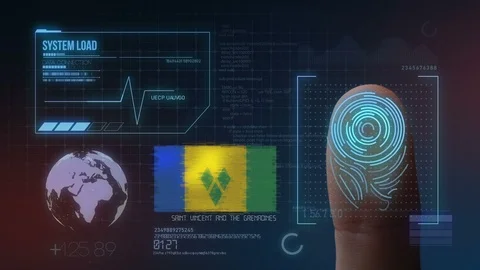 Finger Print Biometric Scanning Identification System. Saint Vincent and the Stock Footage 102571060