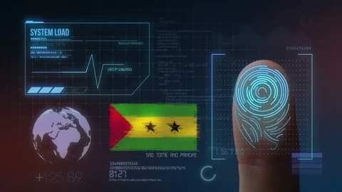 Finger Print Biometric Scanning Identification System. So Tom and Prncipe Nat Stock Footage 102573761