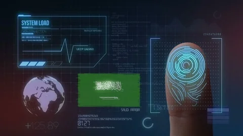 Finger Print Biometric Scanning Identification System. Saudi Arabia Nationali Stock Footage 102574428
