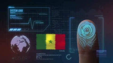 Finger Print Biometric Scanning Identification System. Senegal Nationality Stock Footage 102575437