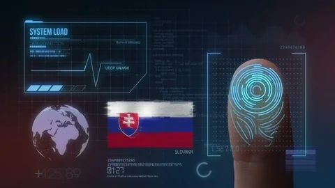 Finger Print Biometric Scanning Identification System. Slovakia Nationality Stock Footage 102580085