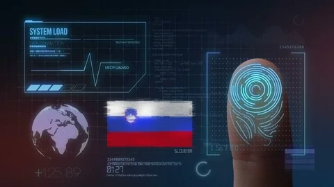 Finger Print Biometric Scanning Identification System. Slovenia Nationality Stock Footage 102580861
