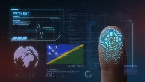 Finger Print Biometric Scanning Identification System. Solomon Islands Nation Stock Footage 102581640