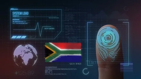 Finger Print Biometric Scanning Identification System. South Africa Nationali Stock Footage 102583635