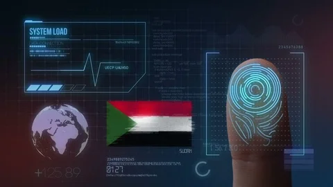 Finger Print Biometric Scanning Identification System. Sudan Nationality Stock Footage 102585448